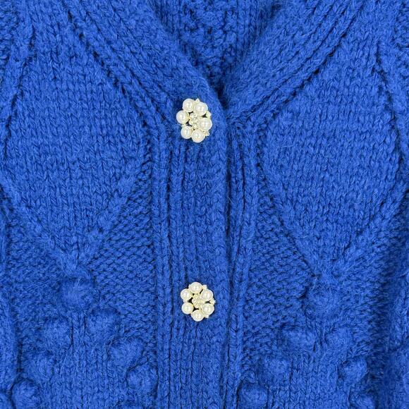 Slate & Willow Women's Bobble Chunky Knit Cardigan Sweater Medium Blue - Picture 8 of 15